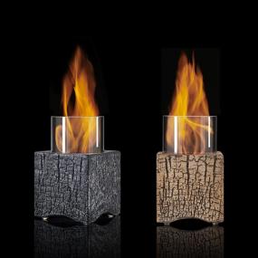 img 1 attached to Ehomexpert Tabletop Fire Pit Bowl Set of 2 - Clean-Burning 🔥 Ethanol Fireplace with Windproof Glass Cover - Indoor/Outdoor Portable Concrete Bowls Pot (Square)