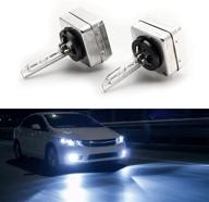 🔵 лампы troniz d1s d1r hid: 35w сверхяркие ксеноновые фары, 66140 прямая установка, ледяной синий 8000k - упаковка из 2 штук логотип