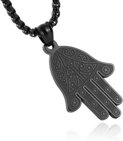 img 3 attached to HZMAN Stainless Steel Italic Eye Fatima Hamsa Hand Necklace: A Symbol of Success, Protection, and Luck
