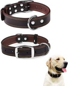 img 4 attached to 🐶 DAIHAQIKO Classic Genuine Leather Dog Collar - Soft, Wide, Heavy-Duty Collar with Durable Metal Hardware & Double D-Ring for Dogs of All Sizes