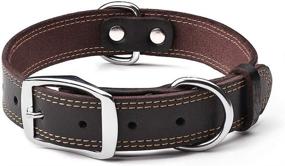 img 3 attached to 🐶 DAIHAQIKO Classic Genuine Leather Dog Collar - Soft, Wide, Heavy-Duty Collar with Durable Metal Hardware & Double D-Ring for Dogs of All Sizes