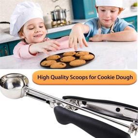 img 2 attached to 🍪 JUNADAEL J Cookie Scoop Set, Size 60/1 Tbsp, 40/2 Tbsp, 20/3 Tbsp, Cookie Dough Scoop, Ice Cream Scoop for Cookie Dough, Melon, Ice Cream, Baking - 18/8 Stainless Steel, Soft Grip - Enhance your Baking Experience!