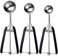 🍪 junadael j cookie scoop set, size 60/1 tbsp, 40/2 tbsp, 20/3 tbsp, cookie dough scoop, ice cream scoop for cookie dough, melon, ice cream, baking - 18/8 stainless steel, soft grip - enhance your baking experience! logo