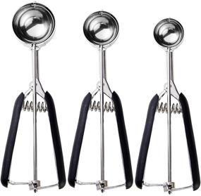 img 4 attached to 🍪 JUNADAEL J Cookie Scoop Set, Size 60/1 Tbsp, 40/2 Tbsp, 20/3 Tbsp, Cookie Dough Scoop, Ice Cream Scoop for Cookie Dough, Melon, Ice Cream, Baking - 18/8 Stainless Steel, Soft Grip - Enhance your Baking Experience!