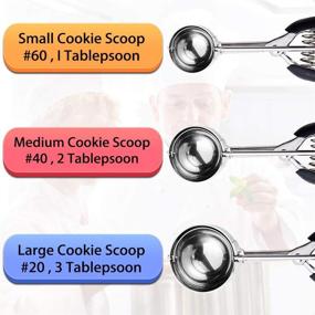 img 3 attached to 🍪 JUNADAEL J Cookie Scoop Set, Size 60/1 Tbsp, 40/2 Tbsp, 20/3 Tbsp, Cookie Dough Scoop, Ice Cream Scoop for Cookie Dough, Melon, Ice Cream, Baking - 18/8 Stainless Steel, Soft Grip - Enhance your Baking Experience!