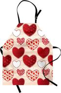 lunarable love apron: valentine's day patchwork warm colors polkadots striped 🎁 background - adjustable unisex kitchen bib for cooking gardening - adult size логотип
