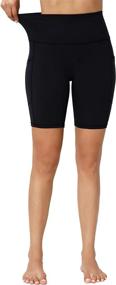 img 1 attached to 🩳 Stylish and Practical: SERHOM High Waist Black Camo Printed Women's Yoga Shorts with Pockets – Ideal for Athletic Workouts, Running, and Biking!