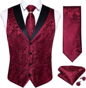 img 3 attached to 🎩 Paisley Waistcoat in Burgundy Cufflinks: DiBanGu Men's Accessories for Ties, Cummerbunds & Pocket Squares