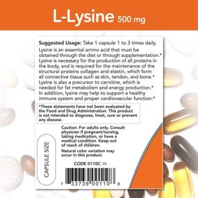 img 2 attached to L-Lysine Monohydrochloride 500mg Capsules by NOW Supplements - Essential Amino Acid, 100 Count
