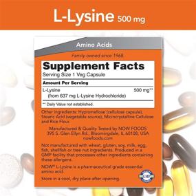 img 3 attached to L-Lysine Monohydrochloride 500mg Capsules by NOW Supplements - Essential Amino Acid, 100 Count