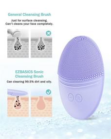 img 2 attached to Deep Cleanse & Gentle Exfoliation: EZBASICS Facial Cleansing Brush - Ultra Hygienic Silicone, Waterproof & Sonic Vibrating, Violet