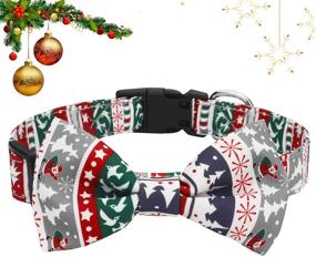 img 3 attached to Holiday Cheer: HAOPINSH Christmas Bow Tie Dog Collar - Adjustable, Durable, and Comfortable Collar for Dogs and Cats