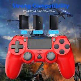 img 3 attached to 🎮 Red Wireless Gaming Controller for PS4 - YCCSKY Wireless Gamepad with Built-in Gyro, Speaker, and Vibration, Share Button, and Ergonomic Design for PS4/ Slim/ Pro