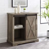 walker edison abbey modern farmhouse sliding x barn door accent console: stylish 32 inch grey wash furniture piece логотип