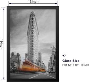 img 3 attached to 🖼️ Premium Black Wood Poster Frame - 13x19 Photo Picture Frame with Tempered Glass for Vertical or Horizontal Wall Display - Includes Mounting Hardware