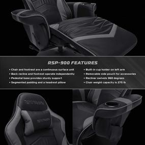 img 2 attached to 🪑 RESPAWN RSP-900 Racing Style Gaming Chair, Gray - Reclining, 35.04" - 51.18" D x 30.71" W x 37.01" - 44.88" H