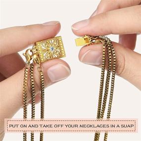 img 2 attached to 🔒 Slide Clasp Lock Necklace Connector - Triple Layered Necklace Bracelet Spacer for Jewelry Crafting, DIY Supplies - Gold & Silver Options