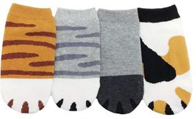 img 3 attached to 🐾 Adorable JJMax Kitty Cat Paws Socks: Ankle Height with Paw Prints on Toes