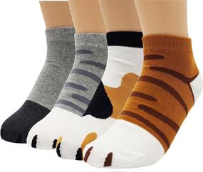 img 4 attached to 🐾 Adorable JJMax Kitty Cat Paws Socks: Ankle Height with Paw Prints on Toes