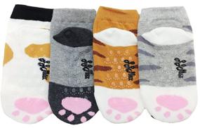 img 2 attached to 🐾 Adorable JJMax Kitty Cat Paws Socks: Ankle Height with Paw Prints on Toes