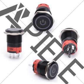 img 2 attached to 🔲 APIELE 19mm Latching Push Button Switch with Power Symbol LED - 12V DC, Black Shell, SPDT ON/Off - Blue/Black Shell