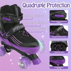 img 2 attached to Adjustable Roller Skates for Kids, Toddlers, Boys, and Girls - 4 Sizes, All Light Up Wheels - Black Purple Patines para niñas - Ideal for Outdoor and Indoor Sports