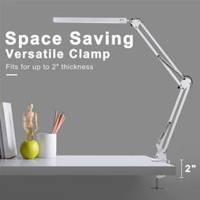 img 1 attached to 🌟 Versatile LED Desk Lamp with Clamp: Architect Swing Arm, 3 Color Modes, Dimmable, Eye-Care, Memory Function – Ideal for Study, Reading, Work, Craft, Sewing, Drafting in Home Office (10W)