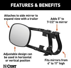 img 2 attached to 🚗 Enhance Towing Visibility with the CURT 20002 5-Inch x 7-1/2-Inch Universal Strap-On Adjustable Extendable Towing Mirror