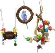 all-natural wood bird parrot toys: perfect for small parakeets, 🦜 budgies, macaws, conures, finches, love birds - chew, climb, swing, and more! logo