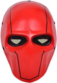 img 1 attached to OSdream Red Wire Mesh Full Face Protection 🎭 Paintball Skull Mask: Ideal for Cosplay and Halloween Events