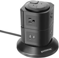 safemore power strip tower with 6 outlets and 4 usb ports, 6.5ft cord, 1050j surge protector, overload protection, widely spaced outlets tower socket for office (black) logo