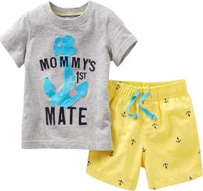 img 1 attached to 👕 Adorable Boys' Clothing Sets: Toddler Anchor Sleeve T-Shirt Collection