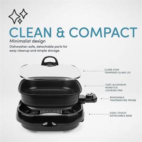 img 2 attached to 🍳 Aroma Housewares ASP-218B Grillet 4Qt. 3-in-1 Electric Indoor Grill - Portable, Cool-Touch, Nonstick Pan & Tempered Glass Lid - Dishwasher Safe - Black