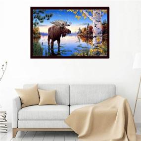 img 2 attached to 🦌 Premium 5D Diamond Painting Kit - Bull Moose Home Wall Decor, Full Drill Crystal Rhinestone Embroidery Picture Craft Set, 15.7×11.8Inches