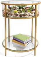 🌿 gold iron round terrarium display end table – reinforced glass, 20" diameter, 26.5" height логотип