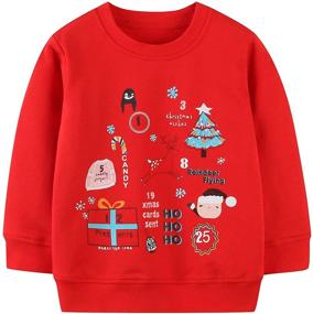 img 1 attached to 👧 Adorable Toddler Girls Christmas Cotton Crewneck Sweatshirt - Ages 1-7 Years