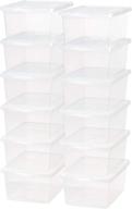 📦 iris usa 17 qt. lite plastic storage bin tote organizing container with latching lid - 12 pack, clear logo