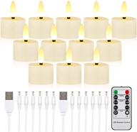 🕯️ 12-piece rechargeable flameless flickering tea lights candles with remote timer, usb charging cables - 3d wick battery operated led decorative candle lights for home, outdoor, christmas decor логотип