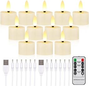 img 4 attached to 🕯️ 12-Piece Rechargeable Flameless Flickering Tea Lights Candles with Remote Timer, USB Charging Cables - 3D Wick Battery Operated LED Decorative Candle Lights for Home, Outdoor, Christmas Decor