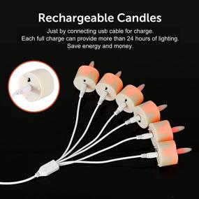 img 2 attached to 🕯️ 12-Piece Rechargeable Flameless Flickering Tea Lights Candles with Remote Timer, USB Charging Cables - 3D Wick Battery Operated LED Decorative Candle Lights for Home, Outdoor, Christmas Decor