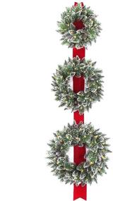 img 4 attached to 🎄 Green Artificial Christmas Wreath with Frosted Branches, White Lights, 77 Inches – National Tree Company