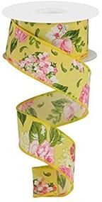 img 1 attached to 🌼 Yellow Floral Wired Edge Ribbon - 10 Yards, 1.5 Inch Width