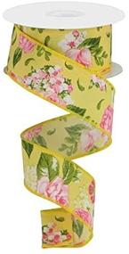 img 2 attached to 🌼 Yellow Floral Wired Edge Ribbon - 10 Yards, 1.5 Inch Width