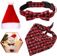 🐾 stylish frienda christmas plaid dog collars with bow tie & pet hats: a perfect costume set for cats, dogs & pets logo