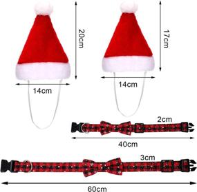 img 3 attached to 🐾 Stylish Frienda Christmas Plaid Dog Collars with Bow Tie & Pet Hats: A Perfect Costume Set for Cats, Dogs & Pets