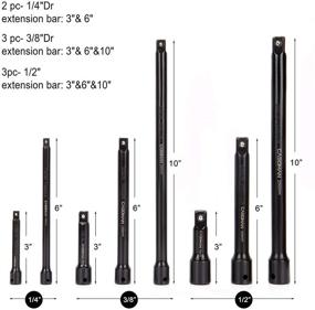 img 2 attached to 🔧Набор аксессуаров для инструмента CASOMAN, 18 предметов, высококачественная сталь CR-V с черным фосфатным покрытием, включая адаптеры головок, удлинители, универсальные шарниры, держатель для ударного воздействия и профессиональные аксессуары для головок