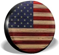 🚗 14 inch waterproof dust-proof uv sun wheel tire cover - reclaimed wood american flag design for jeep, trailer, rv, suv, and more vehicles logo