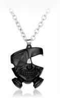 stylish officialotaku ken kaneki ghoul mask pendant chain necklace in black - perfect for otaku fans logo