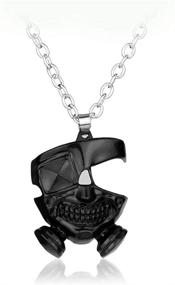 img 3 attached to Stylish OfficialOtaku Ken Kaneki Ghoul Mask Pendant Chain Necklace in Black - Perfect for Otaku Fans