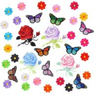 coopay 36 pieces flowers butterfly iron on patches: enhance your diy crafts, clothing and bags with embroidery applique decor logo